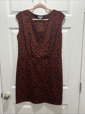 Nine West Rust and Black Leopard Print Midi Dress